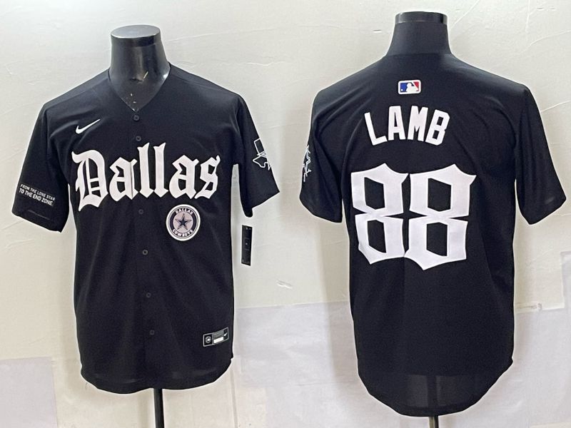 Men 2025 Nike Dallas Cowboys #88 Lamb Black 5th generation Joint Name Limited NFL Jersey 018->dallas cowboys->NFL Jersey